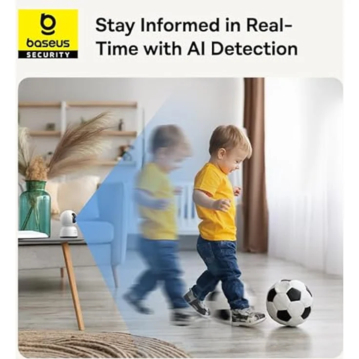 Baseus P1 Lite 2K-Innenkamera (Weiß), Überwachungskamera mit 8-fachem Digitalzoom, 360° Schwenkfunktion und KI-Menschenerkennung – Bild 7
