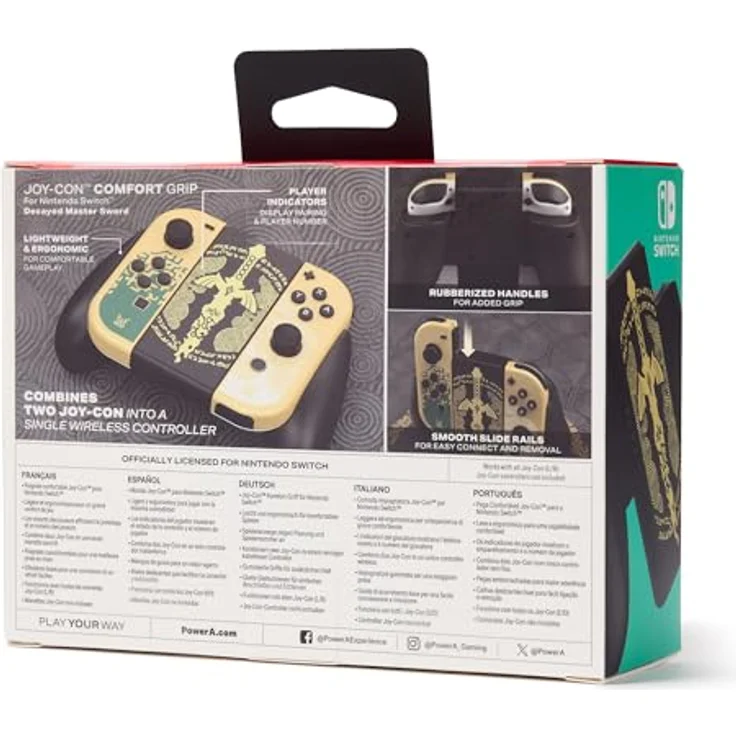 PowerA Joy-Con-Komfortgriff für Nintendo Switch - Verwittertes Master Sword, Spiele-Controller, Gamepad, Nintendo Switch Lite, Offiziell Lizenziert – Bild 2