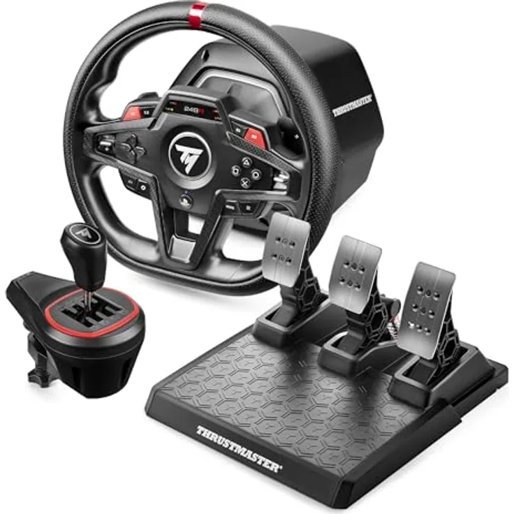 THRUSTMASTER T248R Shifter Pack, Rennlenkrad mit T3PM Pedalset und TH8S Schaltung, ergonomisches Design, Force Feedback 3,1 Nm, kompatibel mit PS5/PS4/PC