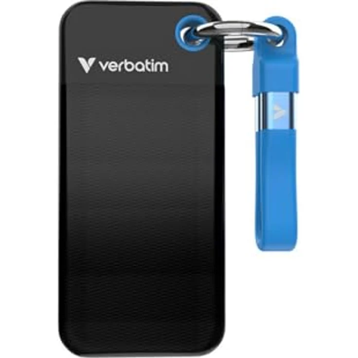 Verbatim 2 TB Pocket SSD USB 3.2 Gen 2 mit Schlüsselanhänger, Schwarz/Blau – Bild 1