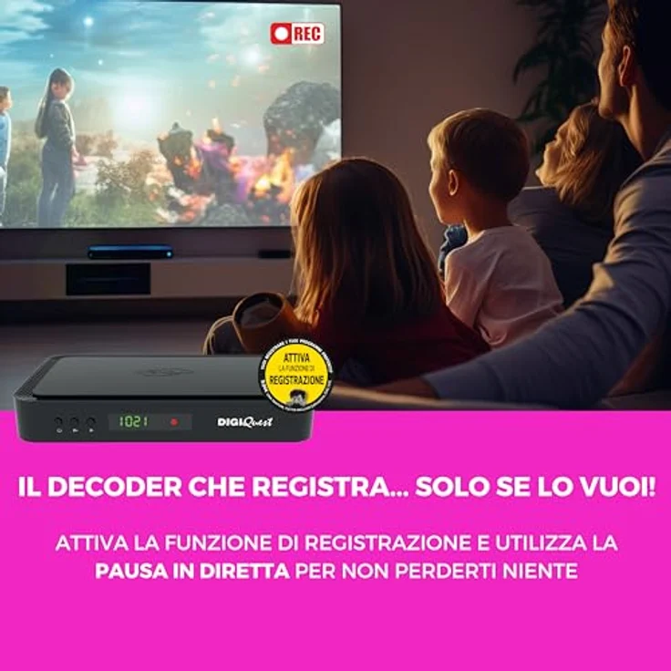 DIGIQUEST Tivùsat Combo Q80 4K Decoder, Schwarz, mit aktivierbarer Aufnahmefunktion, 2-in-1-Fernbedienung und tivùsat 4K Karte – Bild 3