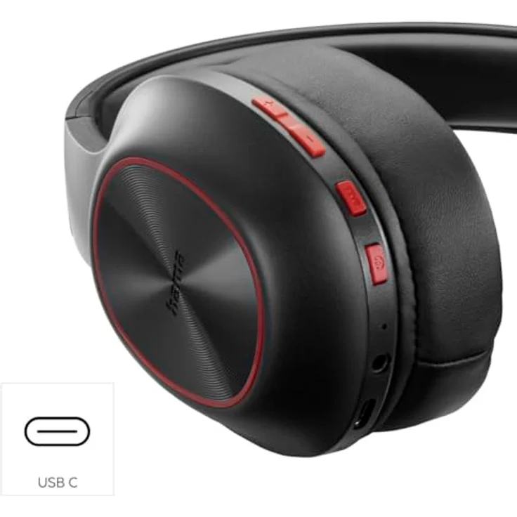 Hama Spirit Calypso III, Bluetooth Over-Ear-Kopfhörer mit 60 Stunden Akkulaufzeit, rot/schwarz – Bild 6