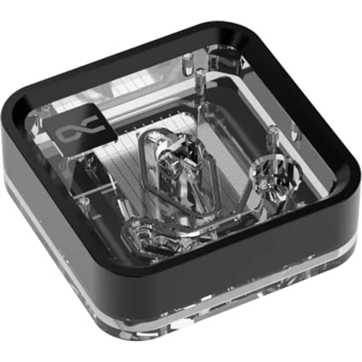 Alphacool 13886 Core 1 LT Aurora Acryl CPU Kühler, Wasserkühlung mit 3D-Jetplate und Kreuzschlitztechnik, transparent/schwarz