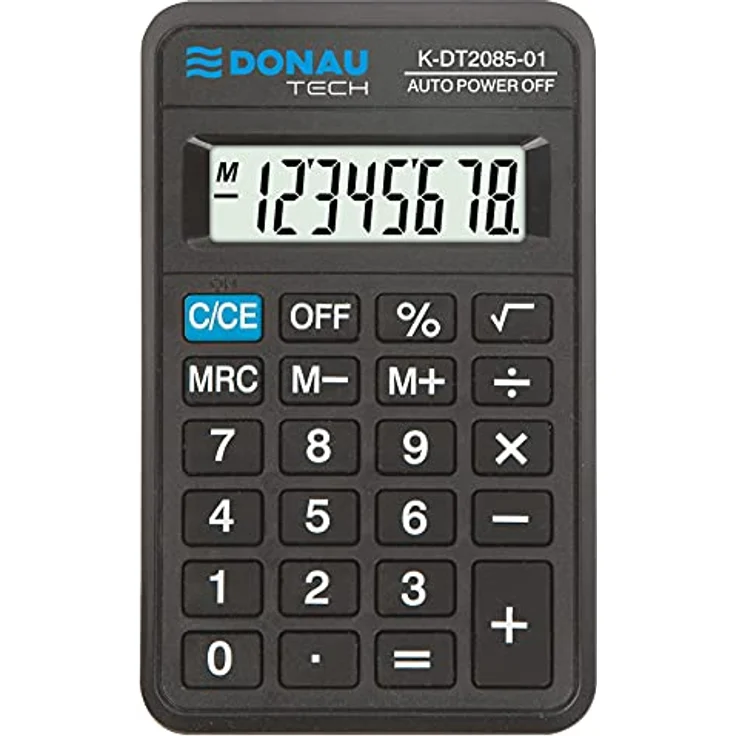Taschenrechner DONAU TECH/K-DT2085-01 8-Stellig Wurzelfunktion/ 114x69x18mm/ Farbe: Schwarz/Rechner mit 8-stelliger Anzeige/Batteriebetrieb/Kompaktes Design – Bild 1