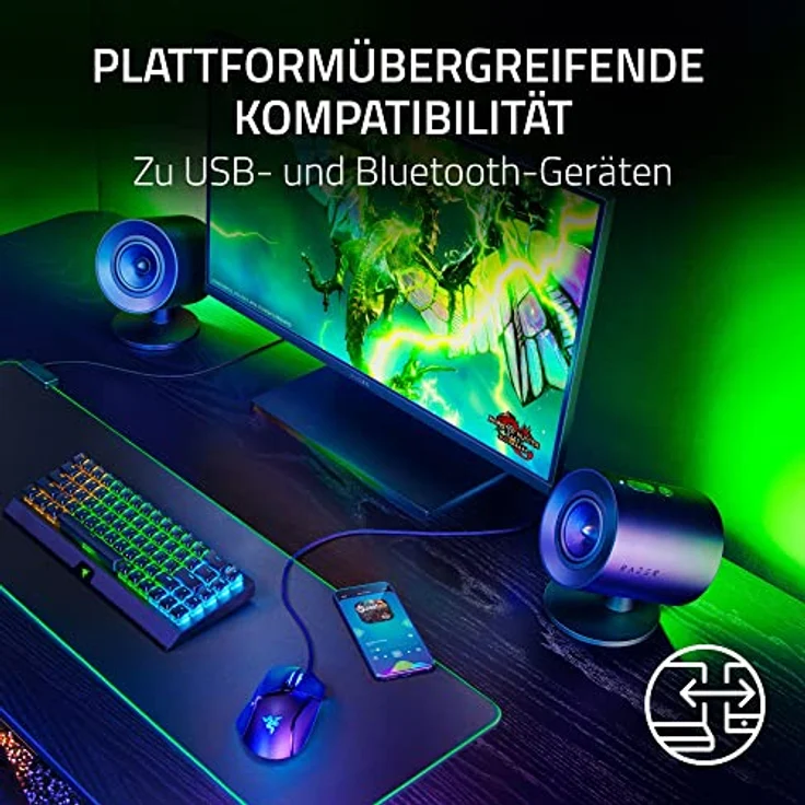 RAZER PC-Lautsprecher, kabelloses 2.1 Surround Sound System, schwarz – Bild 6