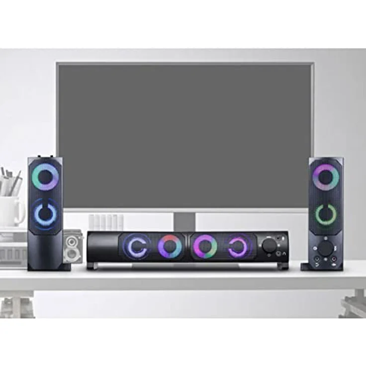 Blow MS-28 PC-Lautsprecher (Bluetooth, 6 W, AUX-Anschluss, Soundbar-Funktion [Modulare Verbindung], RGB-LED-Beleuchtung) – Bild 4