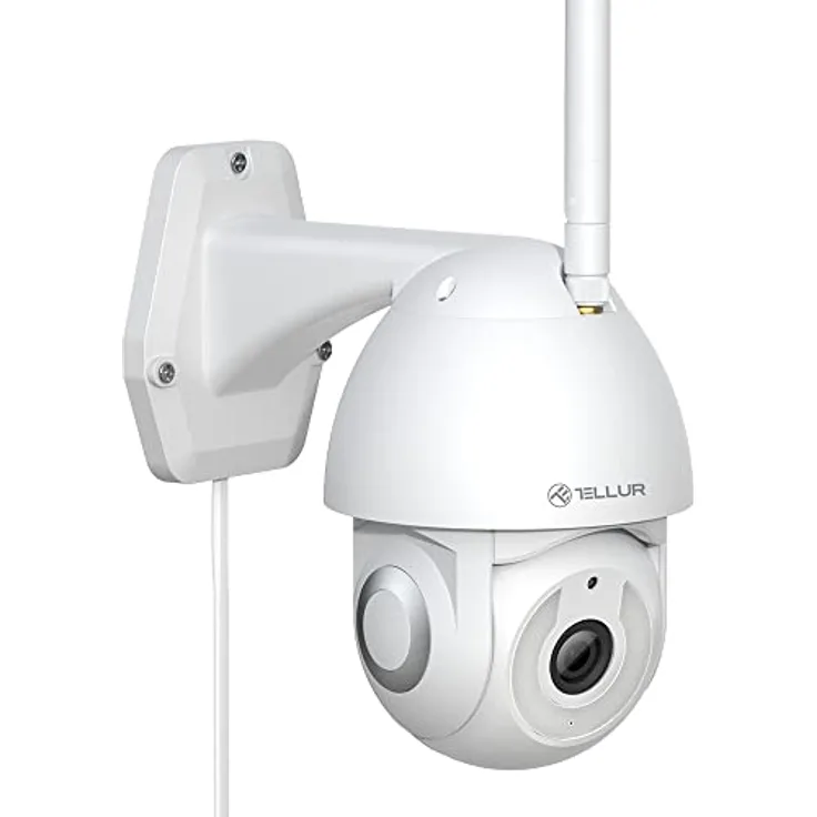 TELLUR SMART WLAN Überwachungskamera Alexa, Automatisches Tracking, WLAN-Außenkamera, 2K UHD, PTZ 350, Farbnachtsicht, APP und Sprachsteuerung, kompatibel mit Alexa, Google