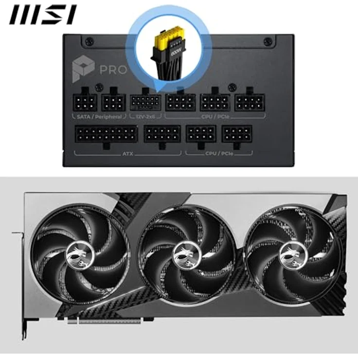 MSI PRO A850PL PCIE5, 850 Watt ATX Netzteil mit 80 Plus Platinum Zertifizierung und aktivem PFC – Bild 3