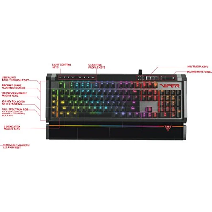 Patriot Viper V770 RGB - Tastatur - hintergrundbeleuchtet - USB - Deutsch QWERTZ - Kailh Red - retail (PV770MRUMXGM-DE) – Bild 4