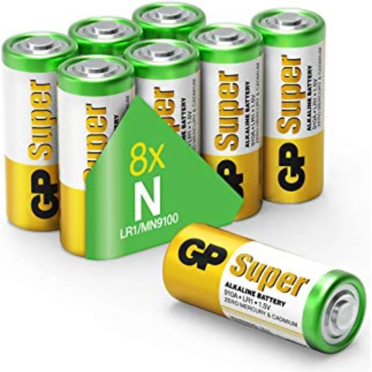 GP Batteries Super Alkaline N Batterie, N Lady, GP910A, LR01, 1,5V, 8 Stück