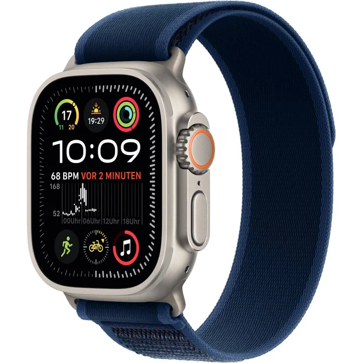 Apple Watch Ultra 2 GPS + Cellular, 49 mm Titangehäuse, Trail Loop Blau – S/M – Bild 1