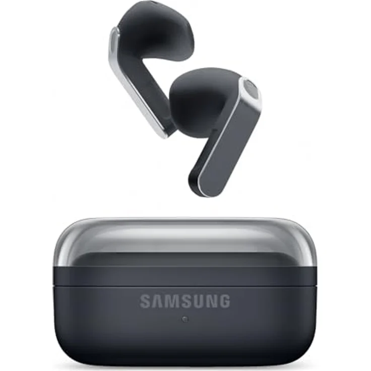 Samsung Galaxy Buds4, Kabellose Bluetooth-Kopfhörer mit Geräuschunterdrückung, 360 Audio und Sprachsteuerung, Schwarz – Bild 1