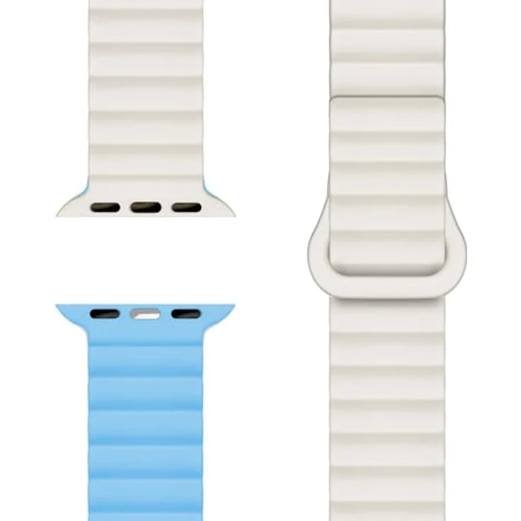 NALIA Core Magnet Armband kompatibel mit Apple Watch Ultra/SE/10/9/8/7/6/5/4/3/2/1, Atmungsaktives Silikon Loop mit Rillendesign, Eisnebelblau, für Handgelenke 130-210mm – Bild 1