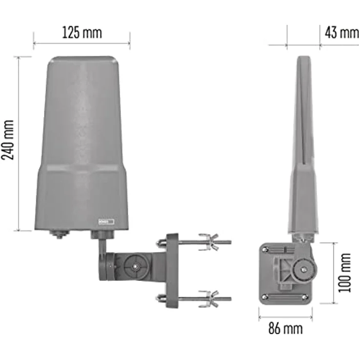 EMOS J0804 Außenantenne mit Verstärker, VHF/UHF/DAB, 80 km Reichweite, integrierter LTE- und 5G-Filter, Full HD, inkl. 8,5 m Koaxialkabel und Zubehör – Bild 3