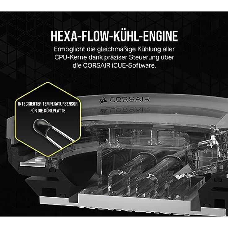 Corsair iCUE LINK XC7 RGB Elite CPU-Wasserkühler - Transparente Durchflusskammer - 24 RGB-LEDs - Kompatibel mit Intel LGA 1700, AMD AM5 und älter - Stealth-Grau – Bild 4