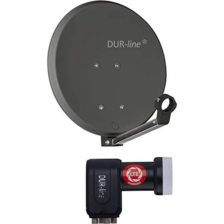 DUR-line DSA 40 Satellitenschüssel anthrazit mit Quad LNB – Bild 2