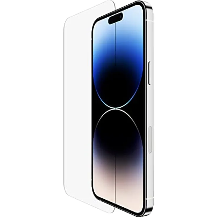 Belkin UltraGlass iPhone 14 Pro Max Displayschutz, antimikrobielle Beschichtung, einfache blasenfreie Aufbringung mit enthaltener Positionierungsschale, in Tests nachgewiesener Härtegrad von 9H