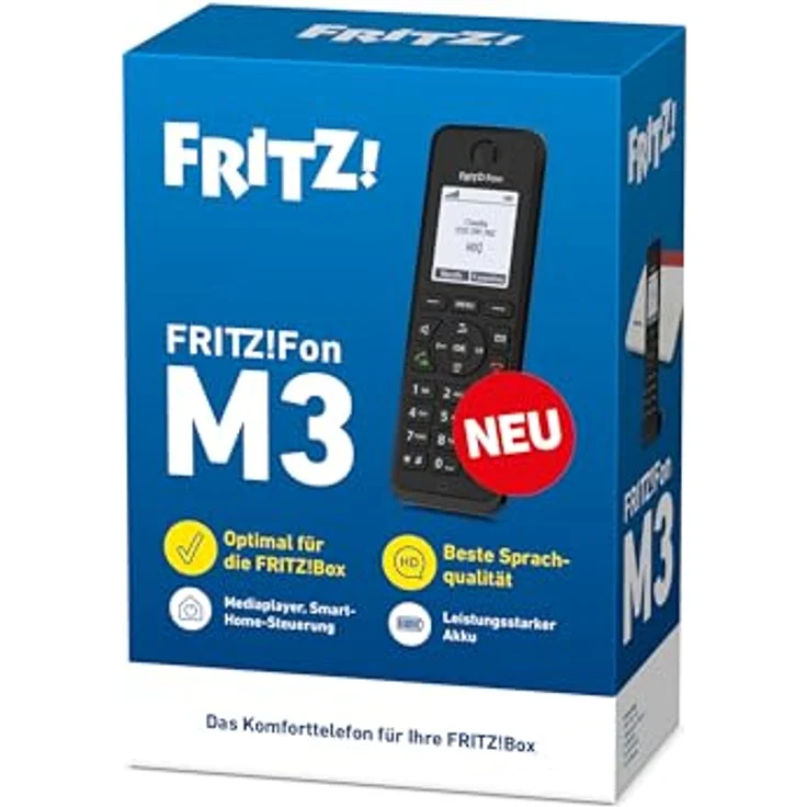 AVM FRITZ!Fon M3, DECT-Mobilteil mit HD-Telefonie, 1,8 Zoll Display, Freisprechen, Schwarz – Bild 5