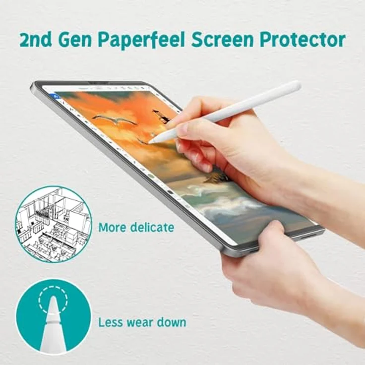 PAPERFEEL Paperfeel Schutzfolie für iPad Pro 12,9 Zoll (2022/2021/2020/2018), 2 Stück, Matte Anti-Fingerabdruck Folie, Blendschutz, Hüllenfreundlich – Bild 3