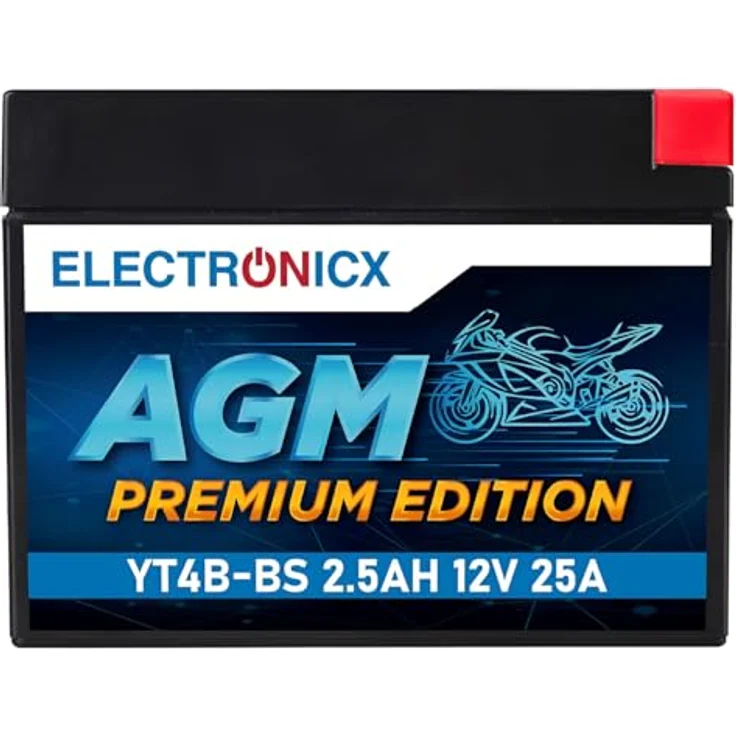 Electronicx YT4B-BS AGM Motorradbatterie, wartungsfrei, 2.3Ah 12V, auslaufsicher, rüttelfest für Motorrad, Roller, Moped, Scooter – Bild 1
