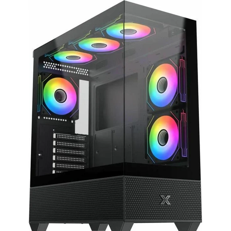 Xigmatek Alphard RGB Midi Tower, ATX PC Gehäuse mit transparentem Seitenpaneel, schwarz, für Micro ATX und Mini-ITX