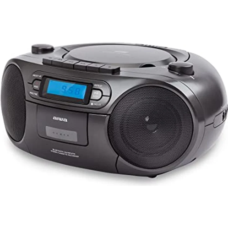 Aiwa BBTC-550BK Tragbares Radio mit CD, Bluetooth und USB, Kassettenrecorder, Schwarz