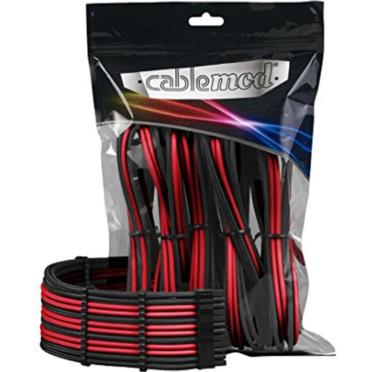 CableMod CM-PCAB-BKIT-NKKR-3PK-R Kabelverlängerungsset, Schwarz-Rot – Bild 2
