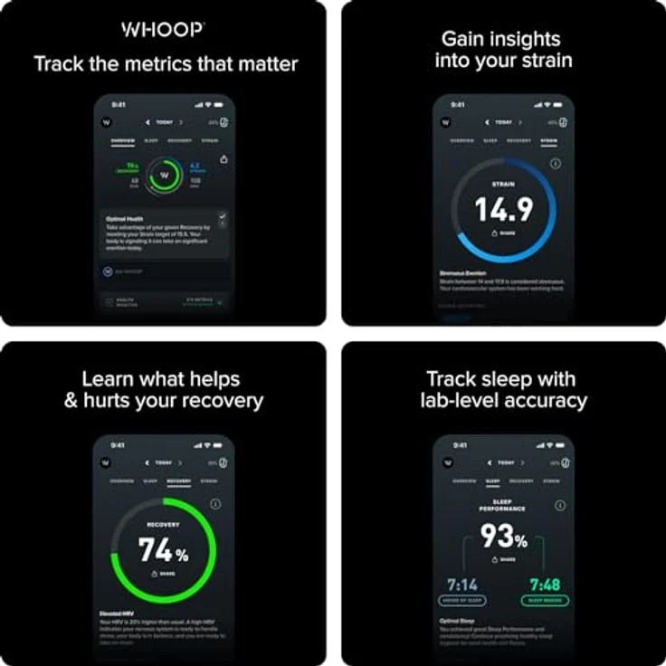 WHOOP 4.0 – Wearable, Tracker für Gesundheit und Fitness, kontinuierliche Überwachung, Leistungsoptimierung - Onyx – Bild 4