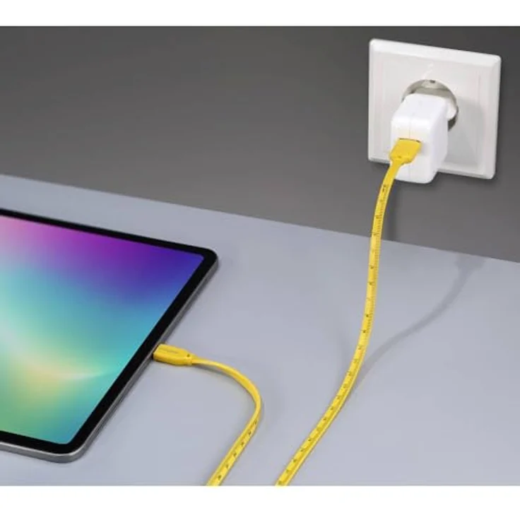 Renkforce USB-Kabel USB 2.0 USB-C® Stecker und USB-A Stecker, 1.00 m, Gelb mit metrischem Maß-Aufdruck – Bild 4