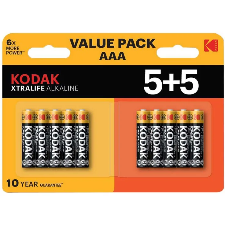 Kodak Xtralife AAA LR3 Alkalibatterien, 10er-Pack, langanhaltende Leistung und auslaufsicher
