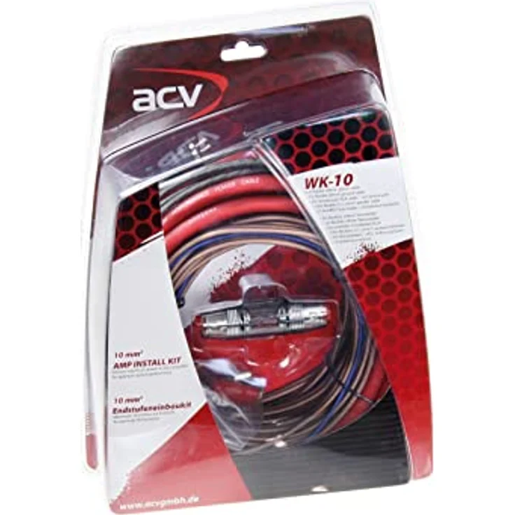 ACV WK-10 Car HiFi Endstufen-Anschluss-Set 10 mm², Kabelkit mit 40A Stromkabel und goldener AGU Sicherung – Bild 2