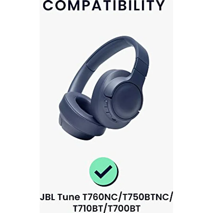 kwmobile 2X Ohrpolster kompatibel mit JBL Tune T760NC / T750BTNC / T710BT / T700BT - Kunstleder Over Ear Kopfhörer Polster, Schwarz – Bild 2