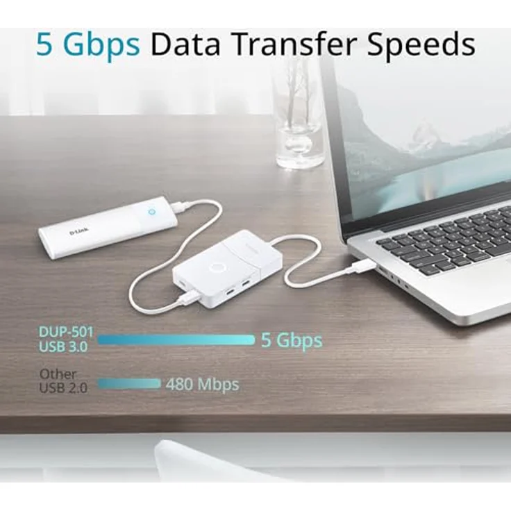 D-Link DUP-501 USB-Hub, 5 Port USB 3.2 Gen1 mit 5 GBit/s und Wireless HDMI, Weiß – Bild 7