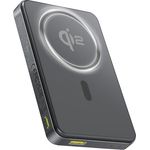 Baseus Qi2 Magsafe Power Bank 10000mAh, Kabelloses Schnellladen 15W, Magnetische Mini Powerbank für iPhone 16/15/14, USB-C PD 22.5W, Schwarz