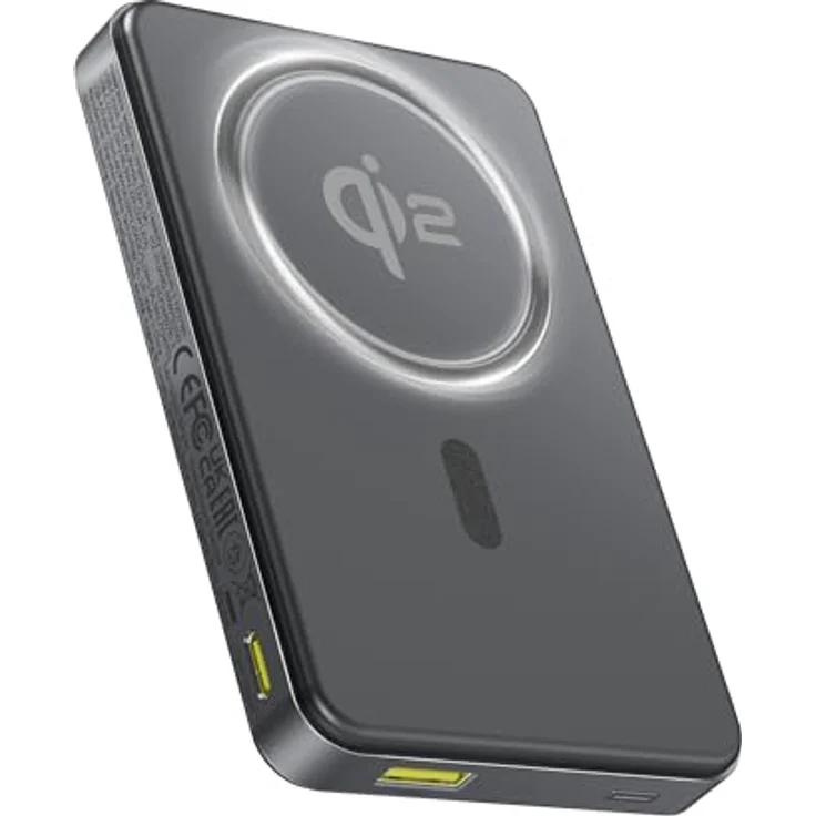 Baseus Qi2 Magsafe Power Bank 10000mAh, Kabelloses Schnellladen 15W, Magnetische Mini Powerbank für iPhone 16/15/14, USB-C PD 22.5W, Schwarz – Bild 1