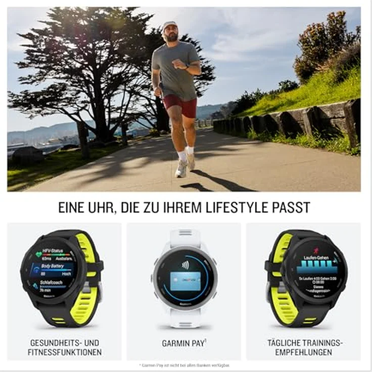 Garmin Forerunner 170, GPS-Laufuhr mit Silikonarmband 20 mm, AMOLED Touchdisplay, 10 Tage Akkulaufzeit und Garmin Pay – Bild 4
