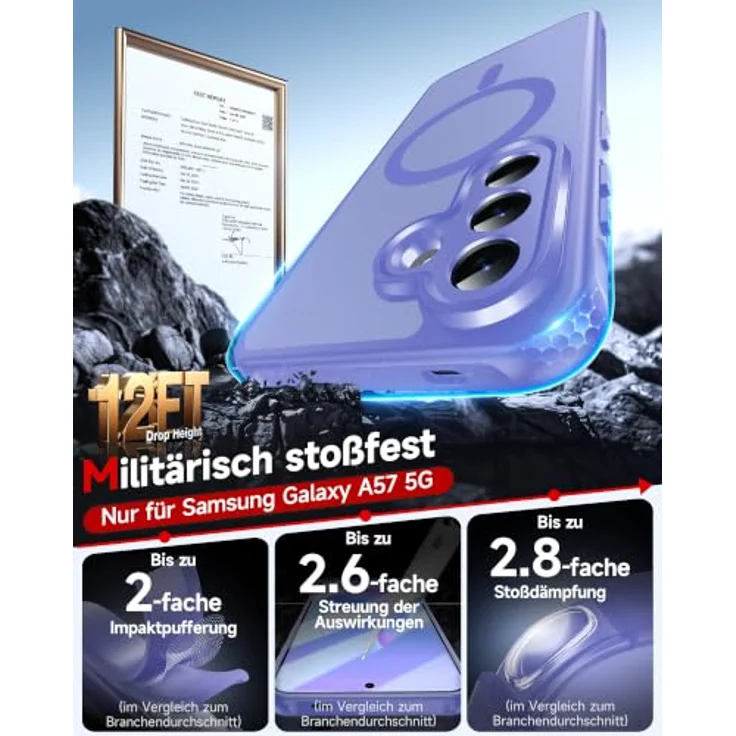 LeYi Handyhülle für Samsung Galaxy A57 5G, ultradünne transluzente Schutzhülle mit Magsafe Kameraschutz und 2X Panzerglas - Himmelblau – Bild 5