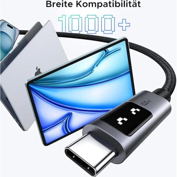 UGREEN UNO USB C auf USB C Kabel 100W (5A/20V) PD 3.0, Schnellladekabel für iPhone 17/Air/16/15, M3 MacBook Pro/Air, iPad Pro/Air 2024, 2M, Nylon Ummantelung – Bild 4