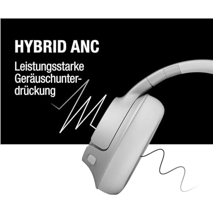 Fresh 'n Rebel Clam Fuse Bluetooth kopfhörer Over Ear mit Hybrid Active Noise Cancelling, mit ENC-Mikrofon (perfekte Anrufe), Kabellose kopfhörer mit Ambient Mode, 45h Spielzeit (Weiß) – Bild 3