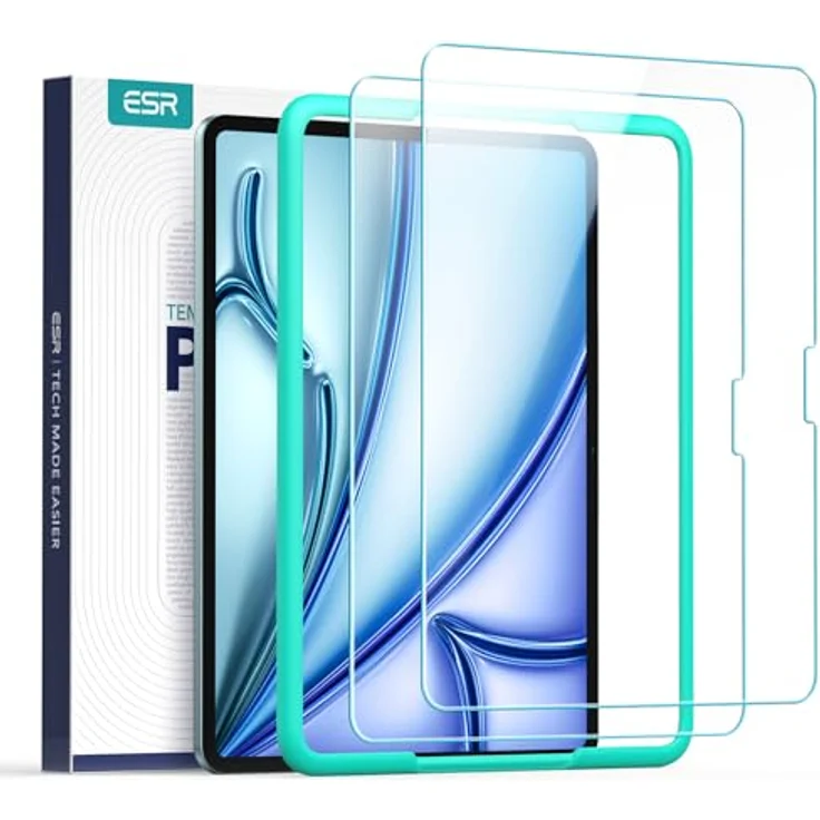 ESR Panzerglas für iPad Air 11 Zoll M3/M2 (7./6. Generation, 2025/2024) – 2er Pack, 9H Härte, kratzfest, blasenfrei, HD-Klarheit, kompatibel mit Pencil (USB-C)/Pro – Bild 1