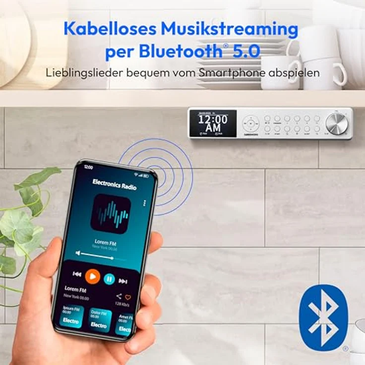 MEDION P66750 Küchen Unterbauradio (DAB+ Küchenradio, PLL UKW Radio, dimmbares TFT Farbdisplay, Koch Timer, Bluetooth, LED Leiste, inkl. Montagematerial) weiß – Bild 3