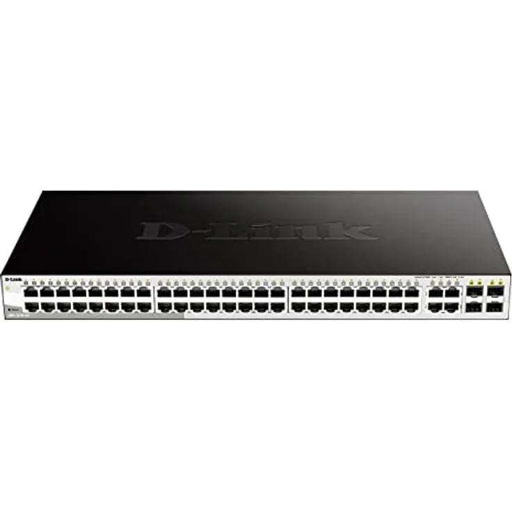 D-Link DGS-1210-52/E 52-Port Gigabit Smart Switch (48 x 10/100/1000 Mbit/s Base-T-Ports und 4 x 100/1000 Mbit/s Combo) - Nur EU netzkabel