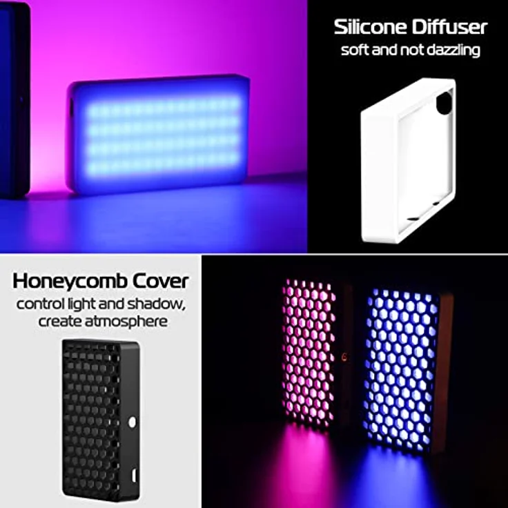 ULANZI LT002 RGB LED Videoleuchte, 7" Video Licht Dimmbare 2500K-9000K, Kamera Licht mit Magneten, CRI 95+, eingebauter 4000mAh Akku, tragbare Foto Licht für DSLR Kamera Videofotografie – Bild 3