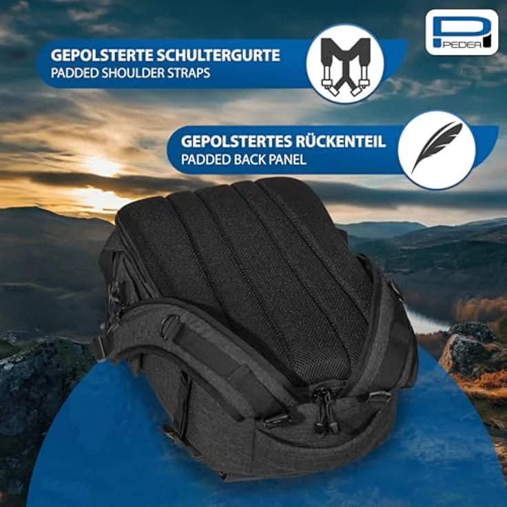 PEDEA DSLR-Kamerarucksack Fashion Fotorucksack für Spiegelreflexkameras mit wasserdichtem Regenschutz und Variabler Inneneinteilung (Rucksack, schwarz) – Bild 7