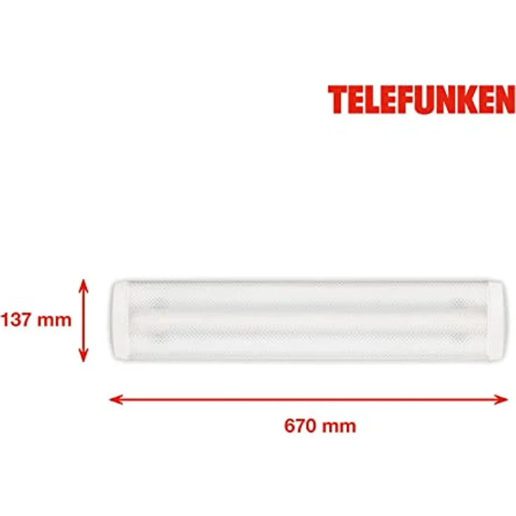Telefunken - Led Unterbauleuchte 67 Cm, Led Deckenlampe Keller, Led Leiste Küchenschrank, Werkstattlampe, Prismenoptik, Neutralweißes Licht, 13 W, 1600 Lm, Weiß – Bild 3