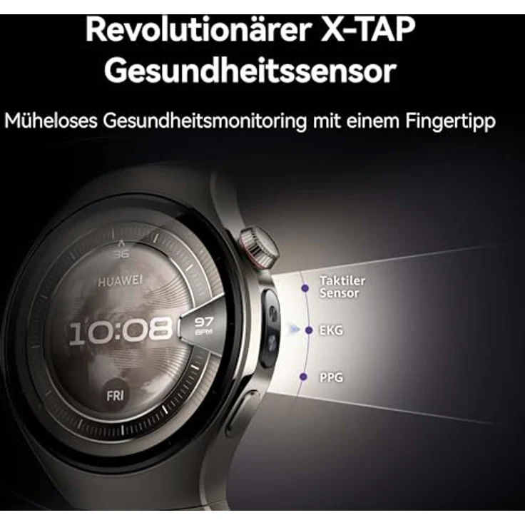 Huawei Watch 5, 46 mm Smartwatch mit EKG-Funktion, TruSleep-Monitoring und eSIM, schwarz – Bild 2