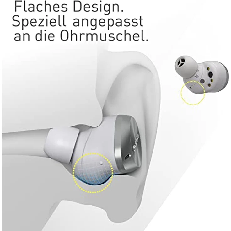Technics EAH-AZ80E-S kabellose Ohrhörer mit Noise Cancelling, Multipoint Bluetooth, bequemer In-Ear-Ohrhörer mit integriertem Mikrofon, anpassbare Passform, bis zu 7 Stunden Wiedergabe, Silber – Bild 3