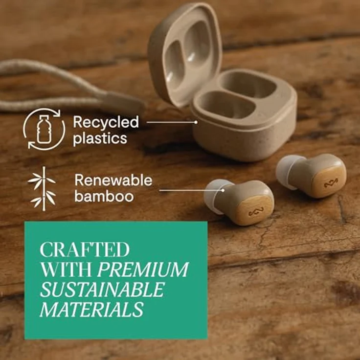 House of Marley Jamaica Mini TWS, Drahtlose In-Ear-Kopfhörer aus nachhaltigen Materialien, Cream, mit 30 Stunden Akkulaufzeit und Touch-Bedienung – Bild 5