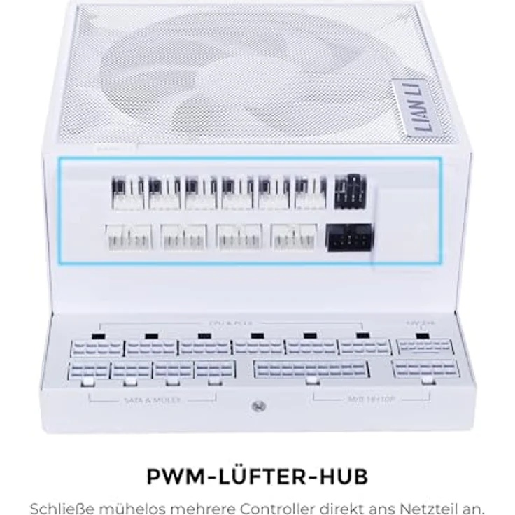 Lian Li Edge Gold 1200 PC Netzteil Weiß, 1200 Watt ATX Netzteil, 80 Plus Gold, modular, leiser Lüfter, USB Hub & Fan Hub – Bild 4