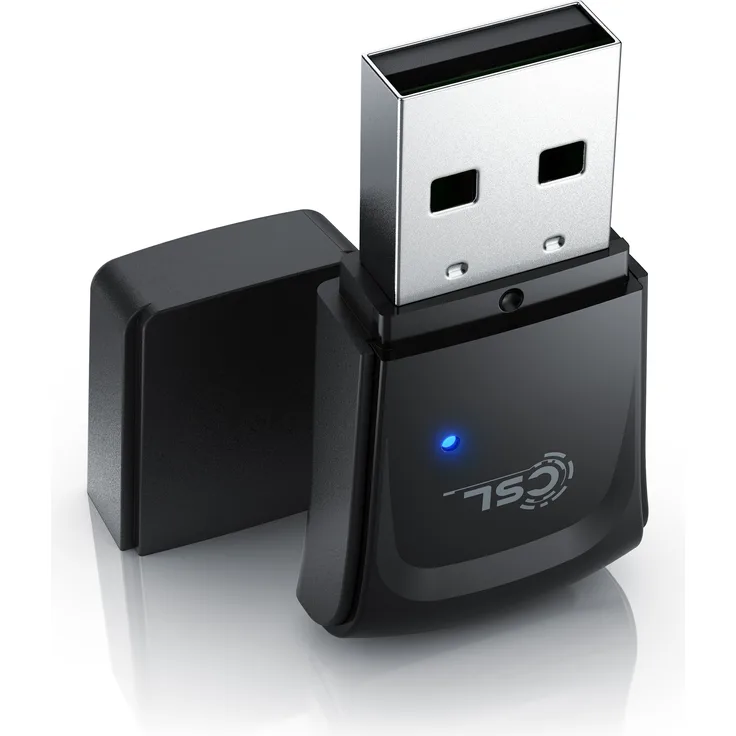 CSL WLAN 300 Mbit/s USB Stick Adapter, WiFi Adapter mit WEP/WPA/WPA2 Verschlüsselung, 2,4 GHz 2T2R, Verstärkung 18 dBm, für Windows 7-11